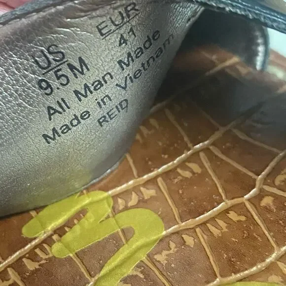 SAM EDELMAN Reid Cork Black Wedge‎ Sandals Size 9.5 M Slip On - Picture 4 of 11